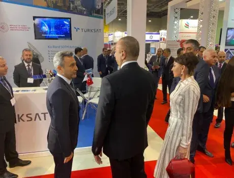 Azerbaijan President İlham Aliyev visits Türksat stand